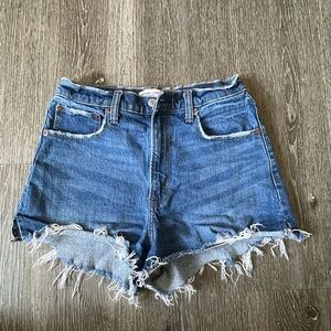 Abercrombie & Fitch Blue Jean Shorts Distressed Frayed Hem